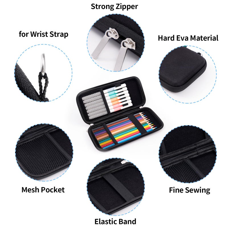 iDream365 Upgraded Hard Pencil Case Box for Adluts,Durable Pen Carrying Case with Zipper-Black - Image 3